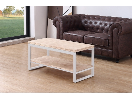 Mesa centro elevable y extensible roble nordish y blanco  merkamueble 2